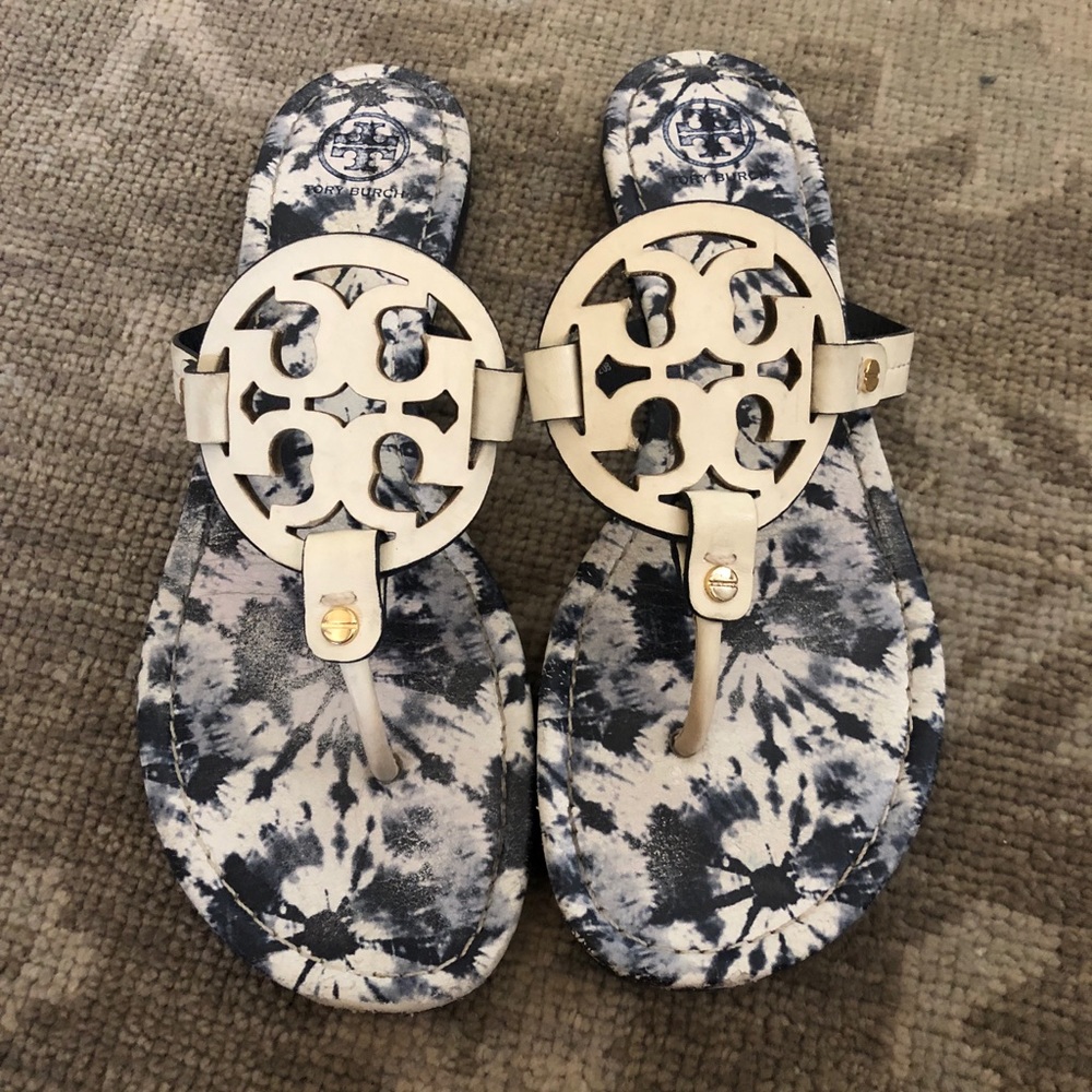 Tory Burch Miller Leather Flip Flop Sandal-Tie Dye